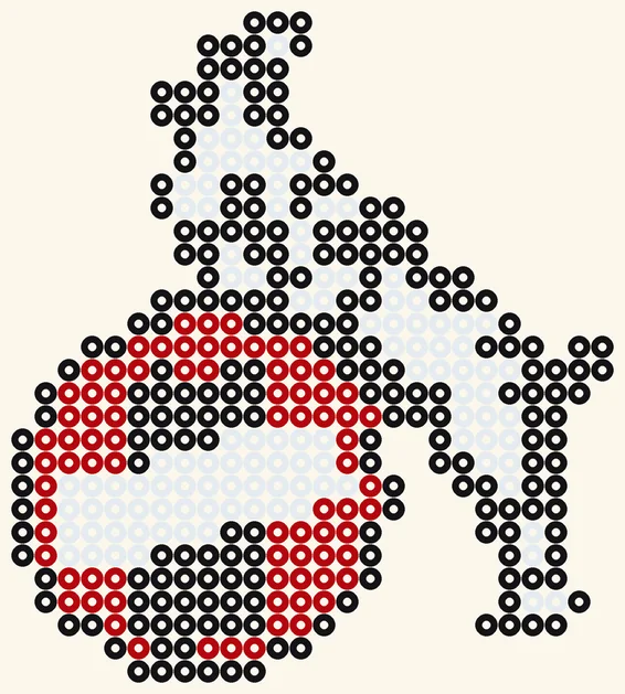 1. FC Köln als Fußball Bügelperlen Vorlage, 26 × 29 Perlen, 3 Farben