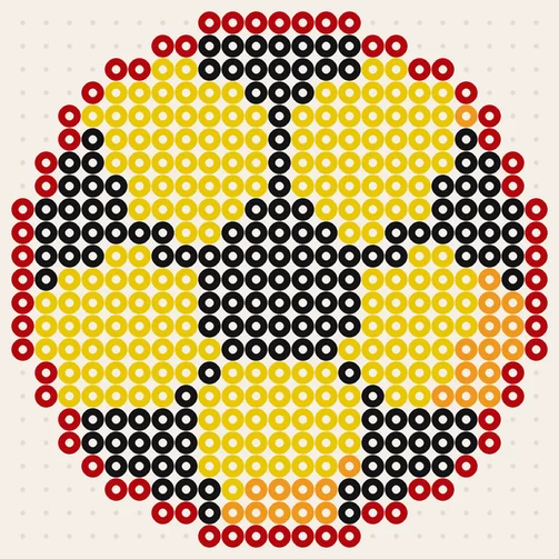 Ball in Schwarz-Rot-Gold als Fußball Bügelperlen Vorlage, 23 × 23 Perlen, 4 Farben