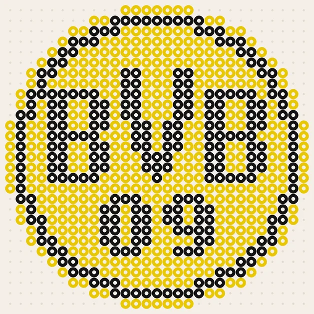 Borussia Dortmund als Fußball Bügelperlen Vorlage, 29 × 29 Perlen, 2 Farben