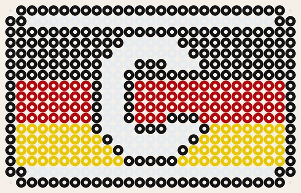 Kapitänsbinde Deutschland als Fußball Bügelperlen Vorlage, 27 × 17 Perlen, 4 Farben