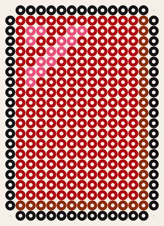 Rote Karte als Fußball Bügelperlen Vorlage, 15 × 21 Perlen, 4 Farben