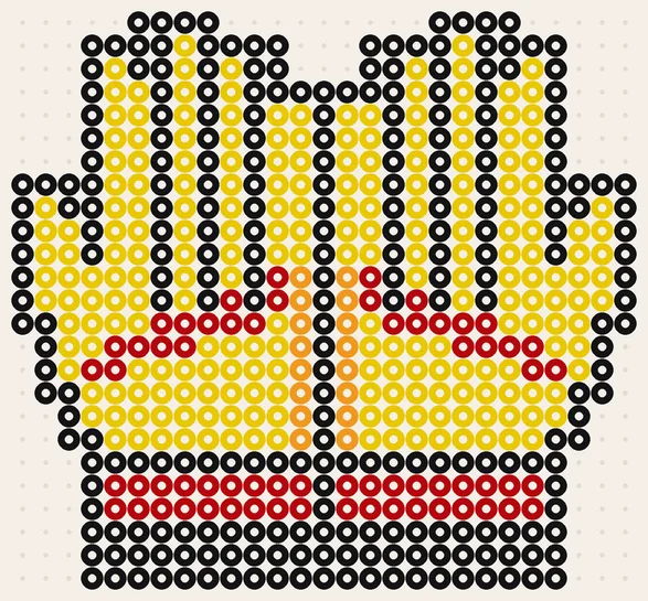 Torwarthandschuhe Deutschland als Fußball Bügelperlen Vorlage, 27 × 25 Perlen, 4 Farben