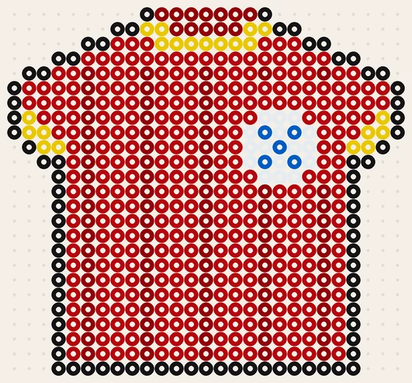 FC Bayern Trikot als Bügelperlen Vorlage, 27 × 25 Perlen, von vorn