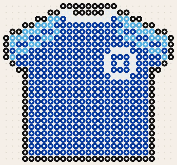 Trikot FC Schalke 04 als Fußball Bügelperlen Vorlage, 27 × 25 Perlen, 4 Farben
