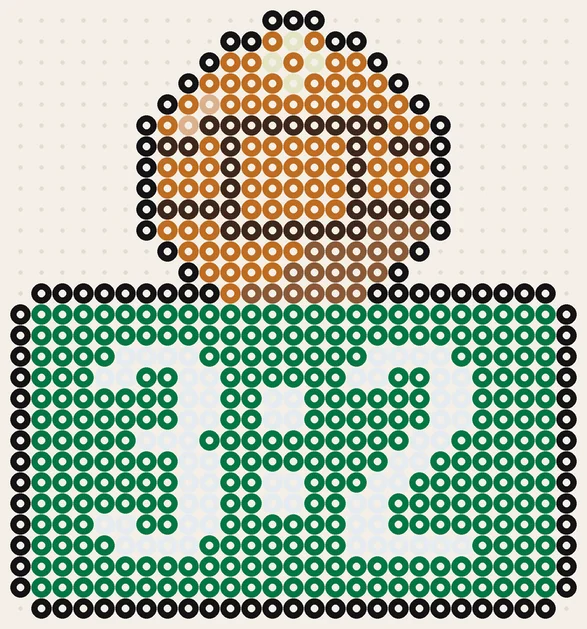 Wunder von Bern 1954 als Fußball Bügelperlen Vorlage, 27 × 29 Perlen, 8 Farben