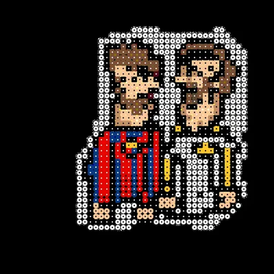 Messi contre Sergio Ramos, modèle football en perles à repasser, posé et repassé
