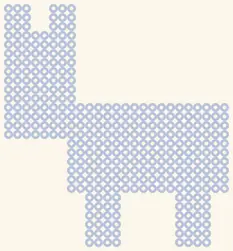 Gesperrtes Blatt Lama: nur der Umriss, 25 × 27 Perlen