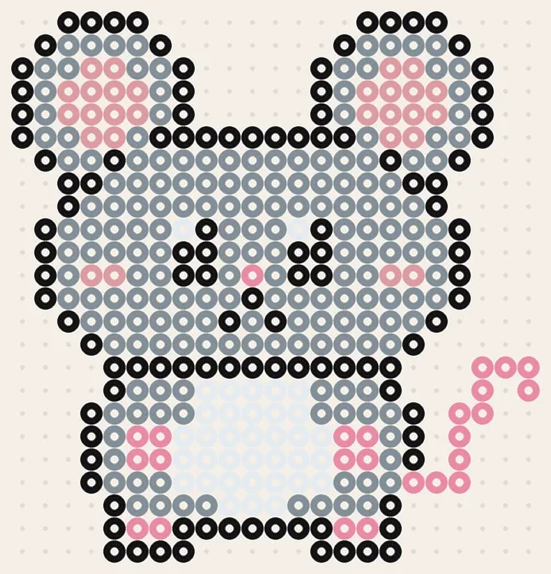 Kleine Maus als Halloween Bügelperlen Vorlage, 23 × 24 Perlen, 5 Farben