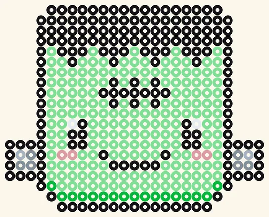 Liebes Monster als Halloween Bügelperlen Vorlage, 25 × 20 Perlen, 7 Farben