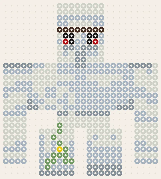Eisengolem als Minecraft Bügelperlen Vorlage, 26 × 29 Perlen, 8 Farben