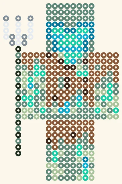Ertrunkener als Minecraft Bügelperlen Vorlage, 19 × 29 Perlen, 10 Farben