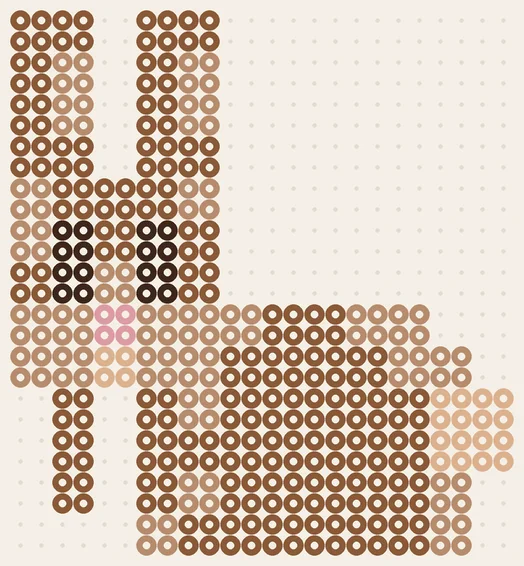 Kaninchen als Minecraft Bügelperlen Vorlage, 24 × 26 Perlen, 5 Farben