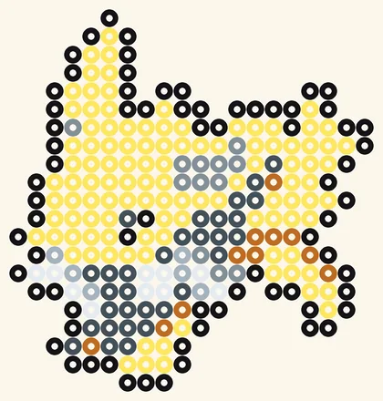 Blitza als Pokémon Bügelperlen Vorlage, 20 × 21 Perlen, 7 Farben