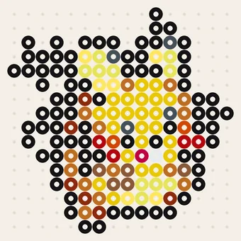 Dedenne als Pokémon Bügelperlen Vorlage, 16 × 16 Perlen, 12 Farben
