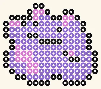 Ditto als Pokémon Bügelperlen Vorlage, 16 × 14 Perlen, 3 Farben