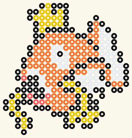 Karpador als Pokémon Bügelperlen Vorlage, 21 × 22 Perlen, 5 Farben