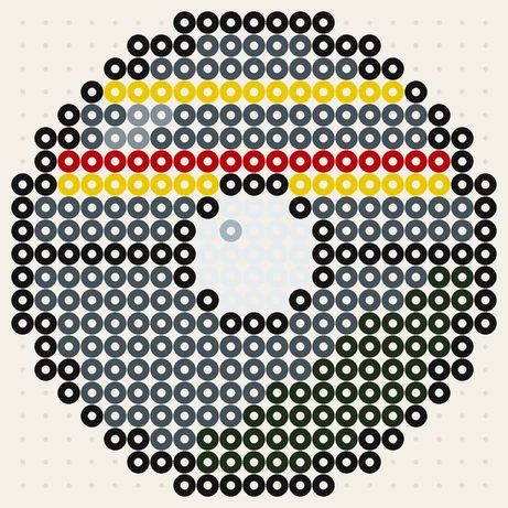 Luxusball als Pokémon Bügelperlen Vorlage, 21 × 21 Perlen, 8 Farben