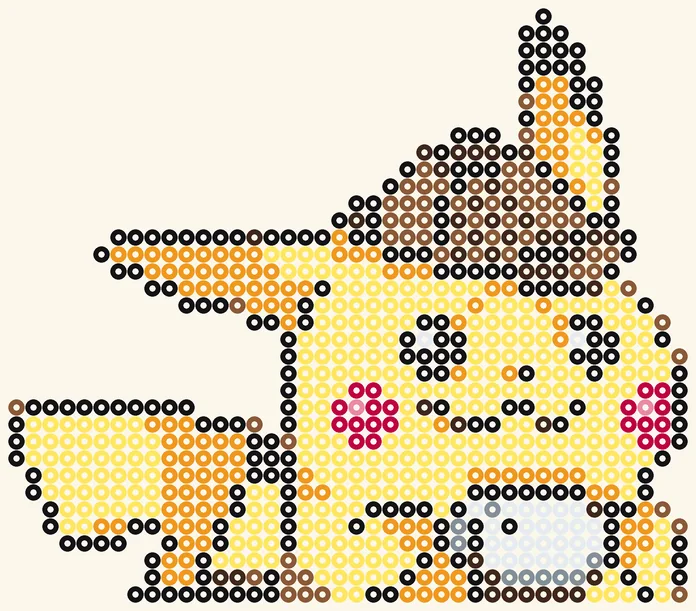 Meisterdetektiv Pikachu als Pokémon Bügelperlen Vorlage, 40 × 35 Perlen, 9 Farben