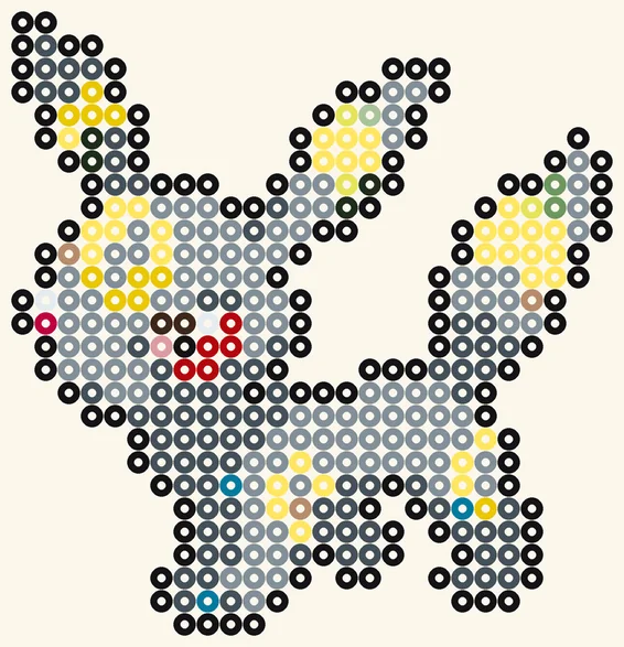 Kawaii-Nachtara als Pokémon Bügelperlen Vorlage, 26 × 27 Perlen, 16 Farben