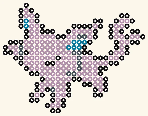 Psiana als Pokémon Bügelperlen Vorlage, 27 × 21 Perlen, 4 Farben