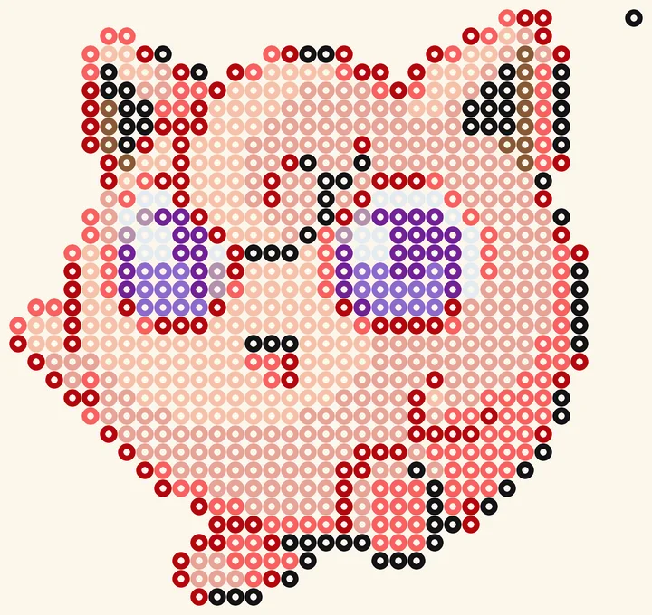 Pummeluff als Pokémon Bügelperlen Vorlage, 35 × 33 Perlen, 10 Farben