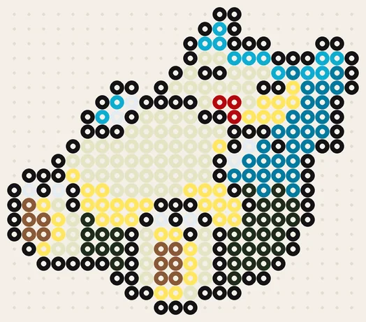 Relaxo als Pokémon Bügelperlen Vorlage, 24 × 21 Perlen, 9 Farben