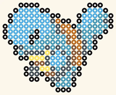 Schiggy als Pokémon Bügelperlen Vorlage, 21 × 17 Perlen, 7 Farben