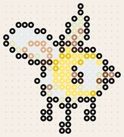 Wommel als Pokémon Bügelperlen Vorlage, 19 × 21 Perlen, 9 Farben