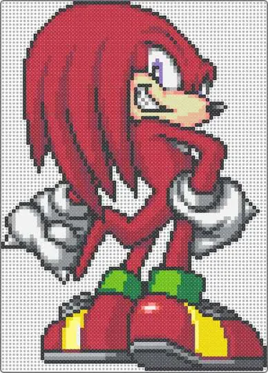 Knuckles, Sonic-hamahelmimalli, valmiiksi tehty ja silitetty