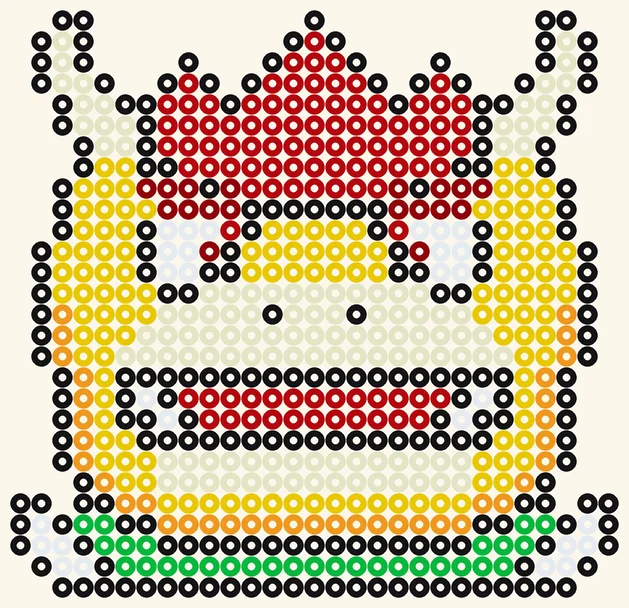 Bowser, Super Mario -hamahelmimalli, 29 × 28 helmeä, 8 väriä