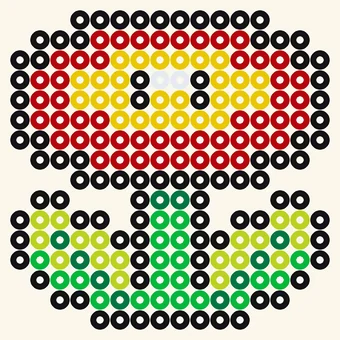 Tulikukka, Super Mario -hamahelmimalli, 16 × 16 helmeä, 7 väriä