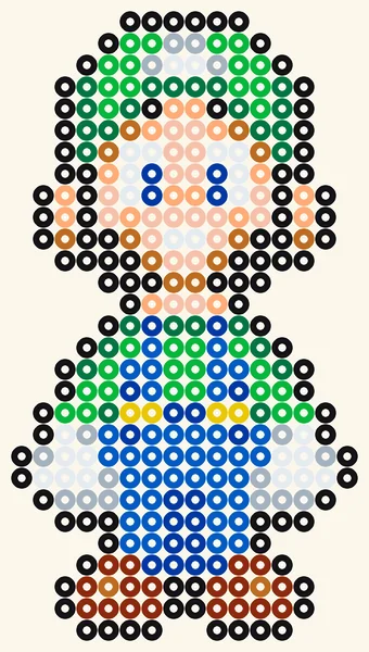 Luigi, Super Mario -hamahelmimalli, 16 × 29 helmeä, 12 väriä
