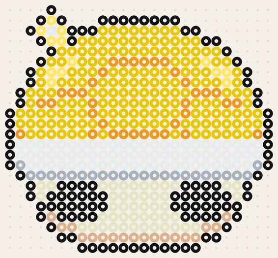 Münzpanzer als Super Mario Bügelperlen Vorlage, 26 × 24 Perlen, 8 Farben