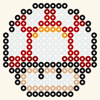 Supersieni, Super Mario -hamahelmimalli, 16 × 16 helmeä, 6 väriä