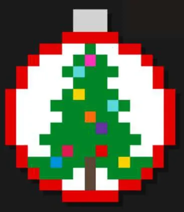 Christbaumkugel mit Tanne als Weihnachts-Bügelperlen-Vorlage, fertig gesteckt und gebügelt