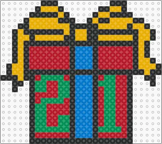 Kerstcadeau als kerst strijkkralenpatroon, geprikt en gestreken