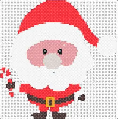Petit Père Noël au sucre d'orge, modèle de Noël en perles à repasser, posé et repassé